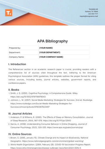 Free APA Bibliography Template to Edit Online