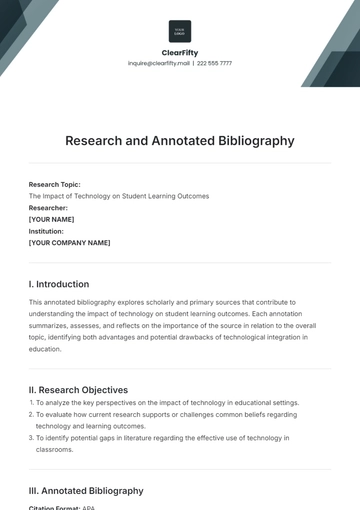 Free Research & Annotated Bibliography Template to Edit Online