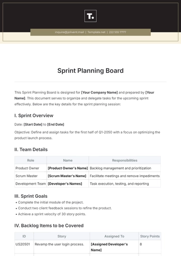 Free Sprint Planning Board Template to Edit Online