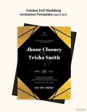 Golden Foil Wedding Invitation Template