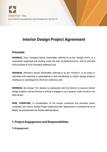 Free Interior Design Project Agreement Template to Edit Online