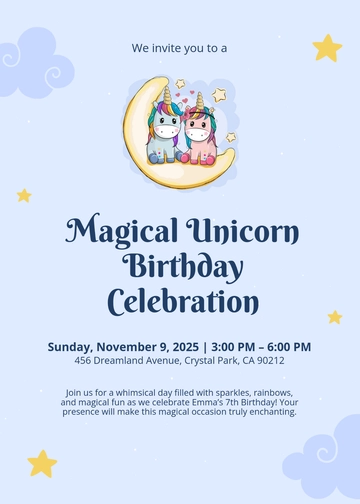 Free Unicorn Birthday Invitation Template to Edit Online