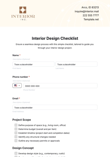 Free Interior Design Daily Checklist Template to Edit Online