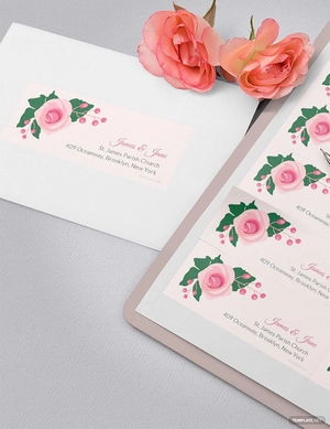 Pink Wedding Address Label Template