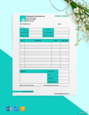 Editable Construction Work Order Template