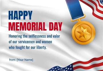 Free Happy Memorial Day Card Template to Edit Online