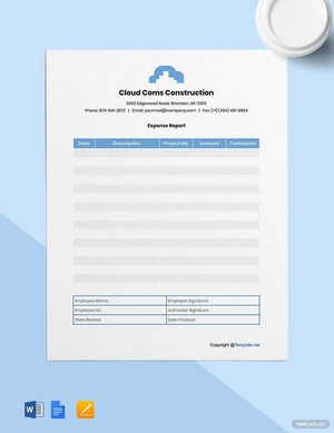 Blank Construction Expense Template