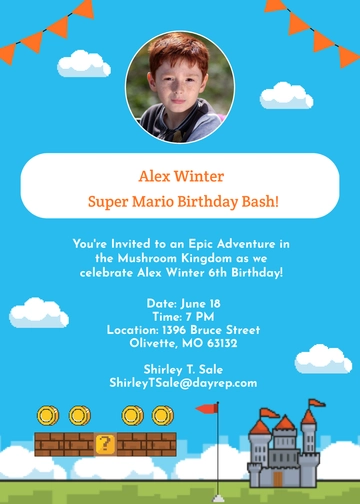 Free Super Mario Birthday Invitation Template to Edit Online
