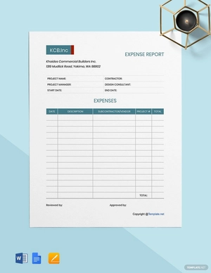 Printable Construction Expense Template