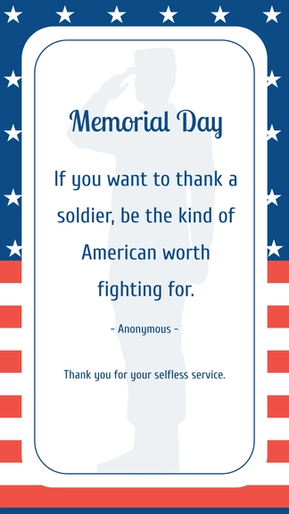 Free Memorial Day Thankyou Quotes Template  to Edit Online