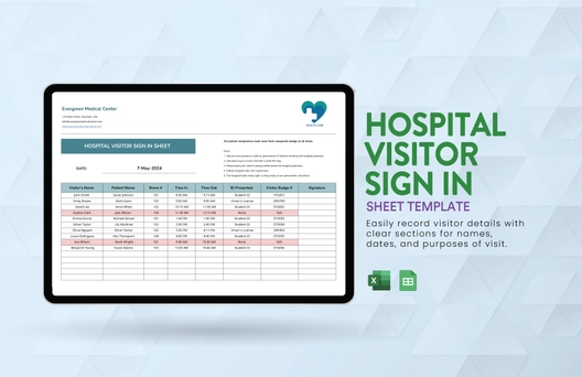 Hospital Visitor Sign in Sheet Template