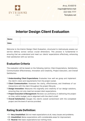 Free Interior Design Client Evaluation Template to Edit Online