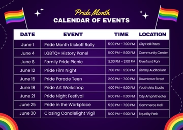 Free Pride Month Calendar Template to Edit Online Free Pride Month Calendar Template to Edit Online