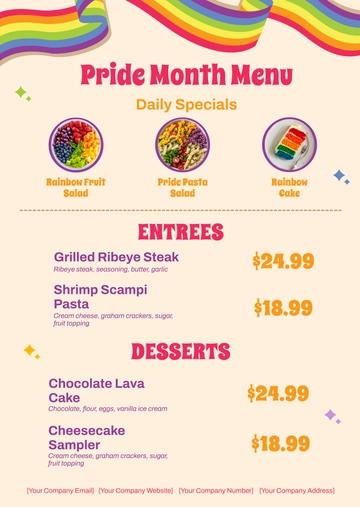 Free Pride Month Food Menu Template to Edit Online