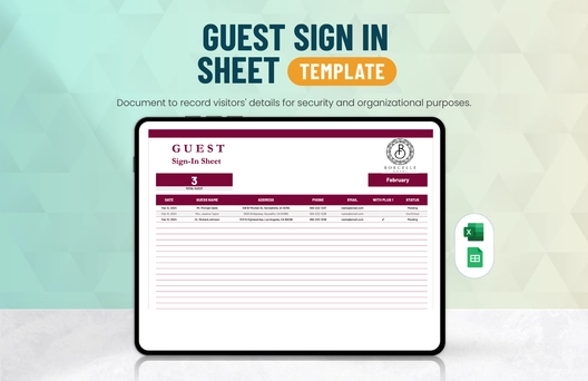 Guest Sign in Sheet Template