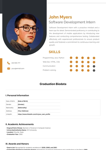Free Graduation Biodata Template to Edit Online