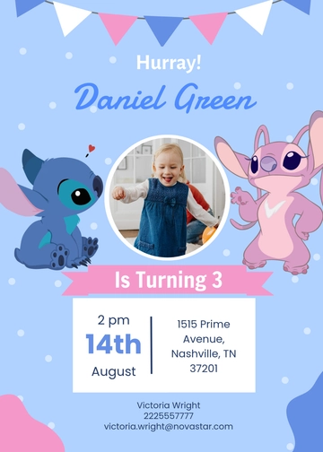 Free Stitch Birthday Invitation Template to Edit Online
