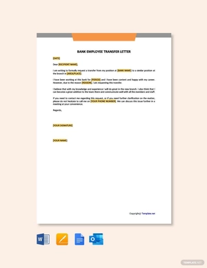 Bank Employee Transfer Letter Template