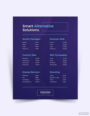 Website Price List Template
