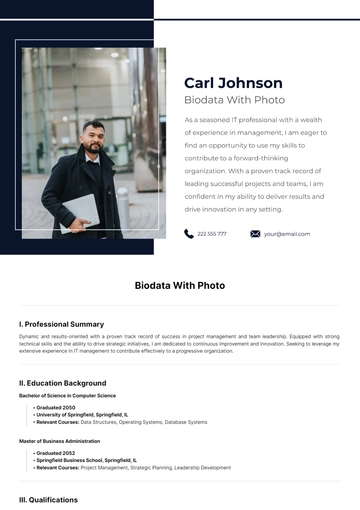 Free Biodata With Photo Template to Edit Online
