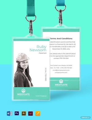 Blank Construction ID Card Template