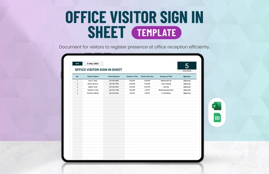 Office Visitor Sign in Sheet Template