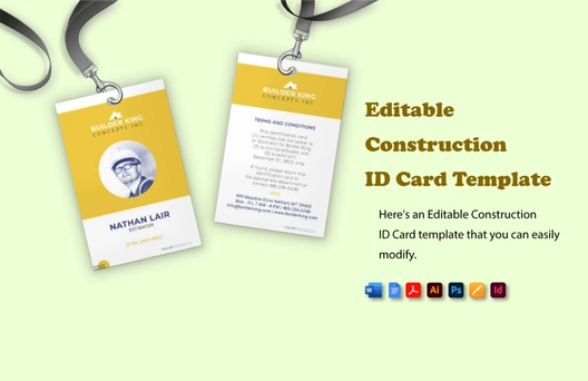 Editable Construction ID Card Template
