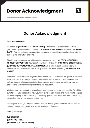 Free Donor Acknowledgment Template to Edit Online