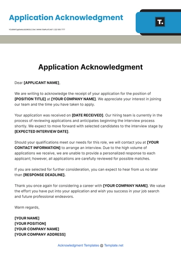 Free Application Acknowledgment Template to Edit Online