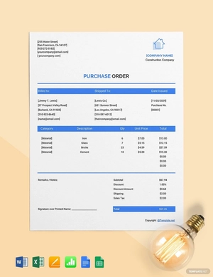 Blank Construction Purchase Template