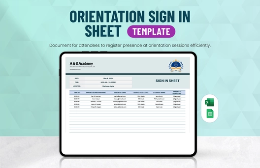 Orientation Sign in Sheet Template
