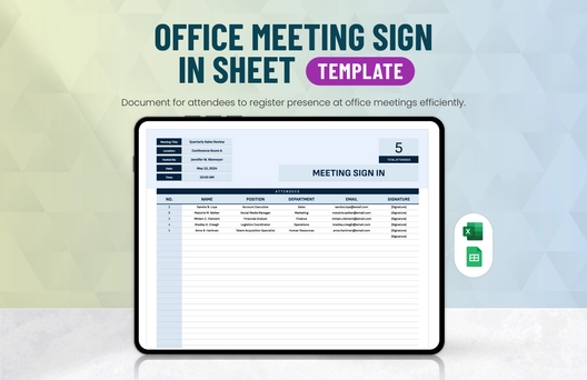 Office Meeting Sign in Sheet Template