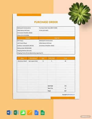 Basic Construction Purchase Template