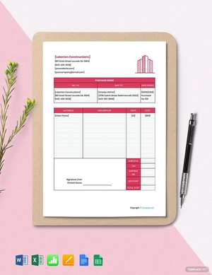 Sample Construction Purchase Template