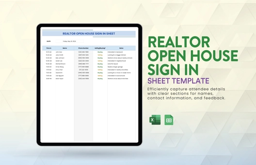Realtor Open House Sign in Sheet Template