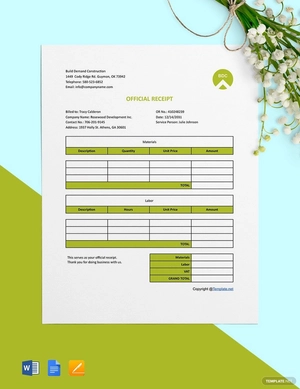 Editable Construction Receipt Template