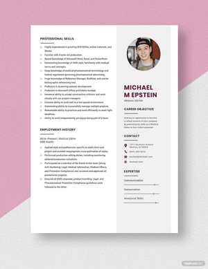 Medical Editor Resume