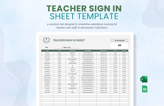 Teacher Sign in Sheet Template