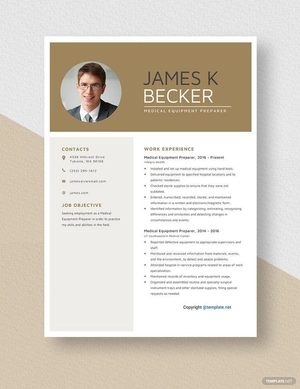 Medical Equipment Preparer Resume