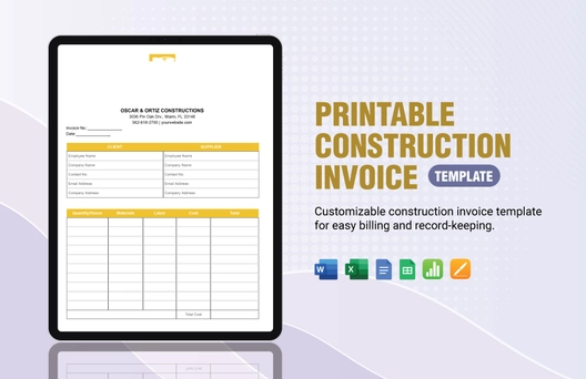Printable Construction Invoice Template