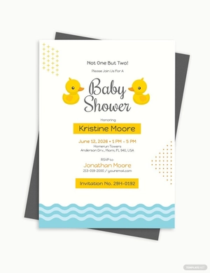 Twin Boy Baby Shower Invitation Template