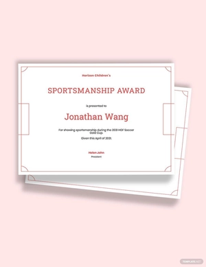 Printable Soccer Award Certificate Template