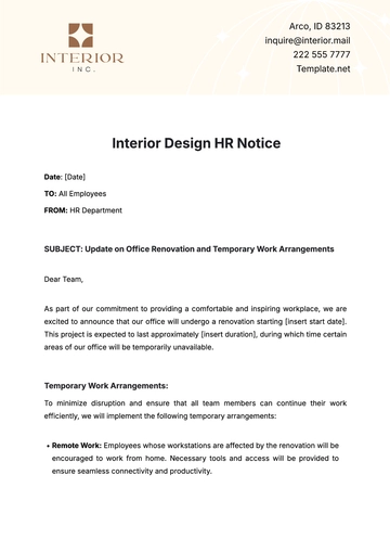 Free Interior Design HR Notice Template to Edit Online