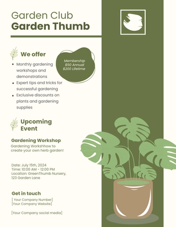 Garden Club Flyer Template - Edit Online & Download