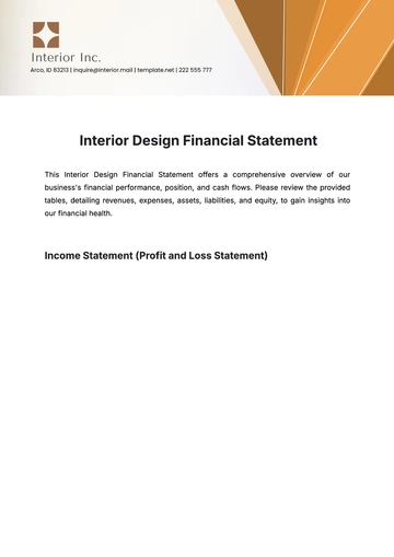 Free Interior Design Financial Statement Template to Edit Online