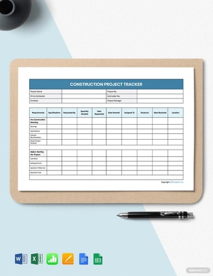 Blank Construction Tracking Template