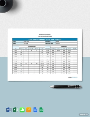 Basic Construction Tracking Template
