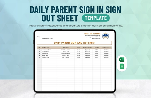 Daily Parent Sign in Sign Out Sheet Template