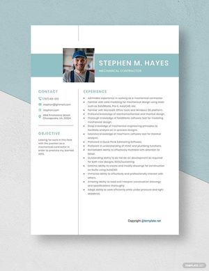 Mechanical Contractor Resume