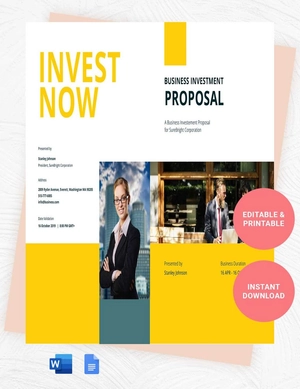 Sample Business Investment Proposal Template